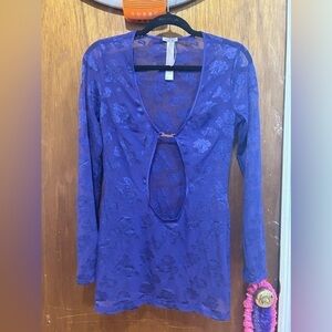 SAVAGE Strap Up Long-Sleeve Lace Slip Medium NWOT